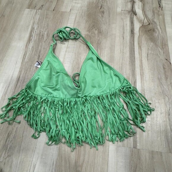 Women’s Luli Fama Swim Fringe Top Bikini Size Medium M Green Hot Cute Summer‎ - Picture 1 of 7